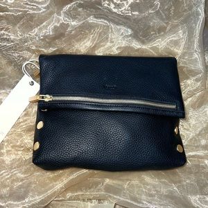 Brand New HAMMITT VIP MEDIUM Leather Black / Brushed Gold Clutch Crossbody Purse